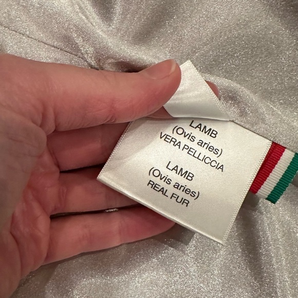 Gilberti Fur company Real Lamb Shaggy Wool Pink Gray and White Vest - Picture 6 of 8